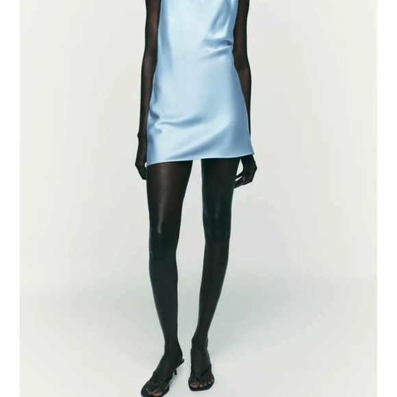 Zara Dresses & Skirts - Zara Light Blue Satin Mini Dress